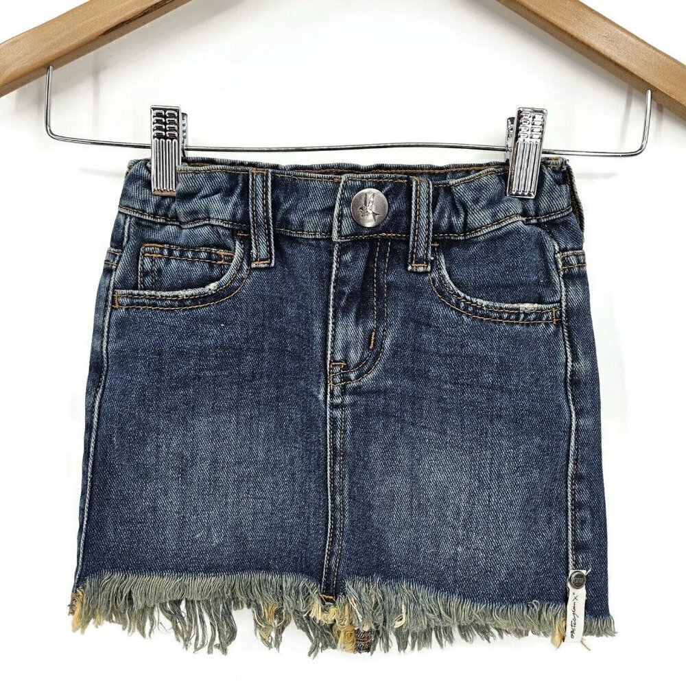 New One Teaspoon Denim Mini Skirt Girls 5-6 Dirty Indigo 2020 Stretch HW